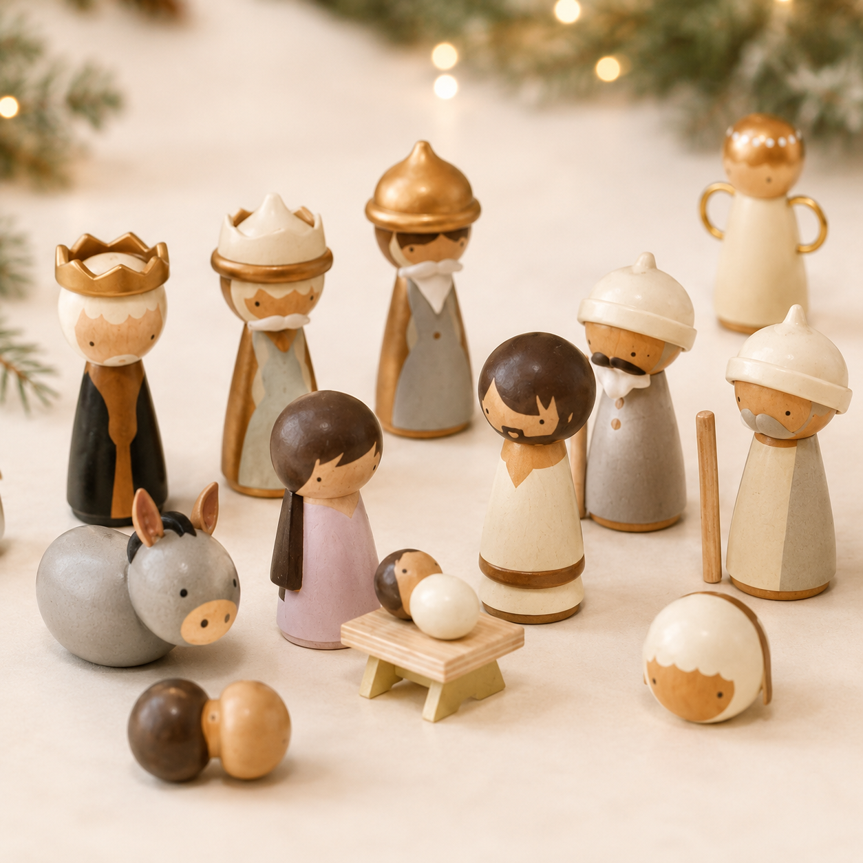 Nativity Advent Calendar 25-Day Wooden Nativity Figures Display