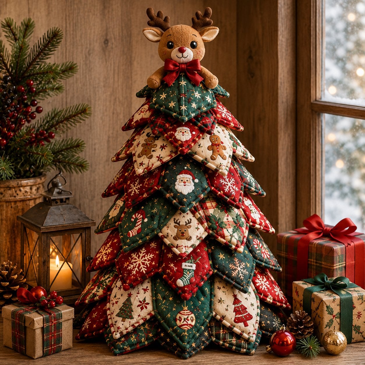 Christmas Fabric Christmas Tree Quilted Tabletop Décor