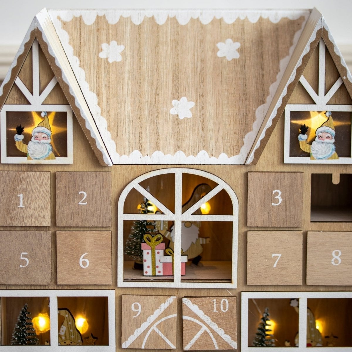 Christmas Wooden Advent Calendar with LED lights