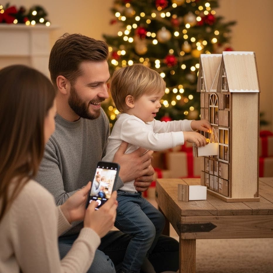 Christmas Wooden Advent Calendar with LED lights