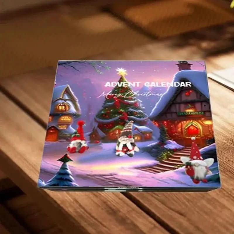 Christmas 24-day Advent Calendar with gnomes Festive Wooden Display