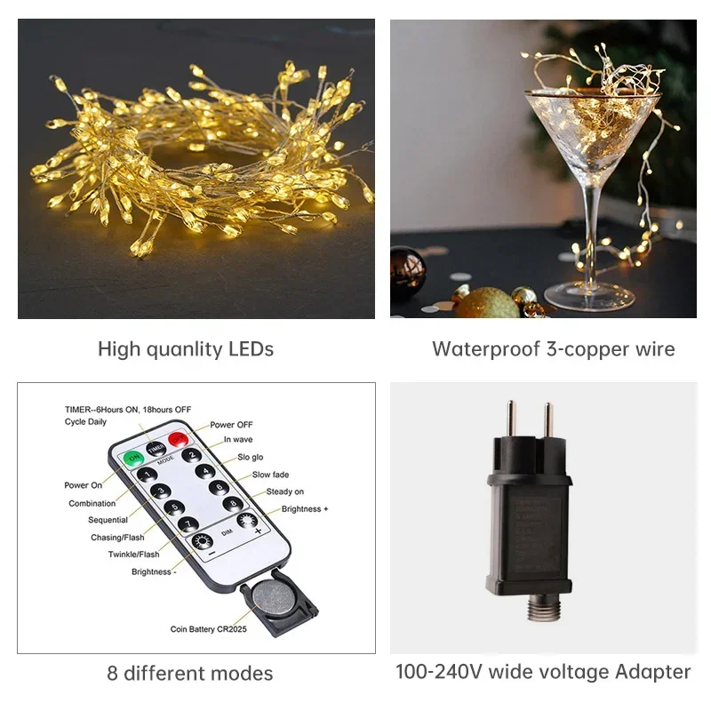 Christmas String Lights Remote-Controlled Decorative LED Strand