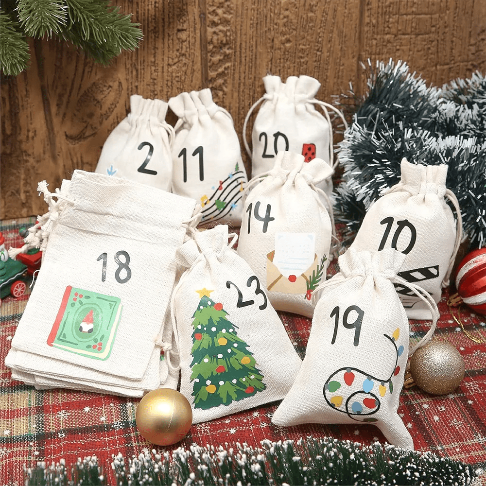 DIY Advent Calendar with 24 candy bags Festive Numbered Drawstring