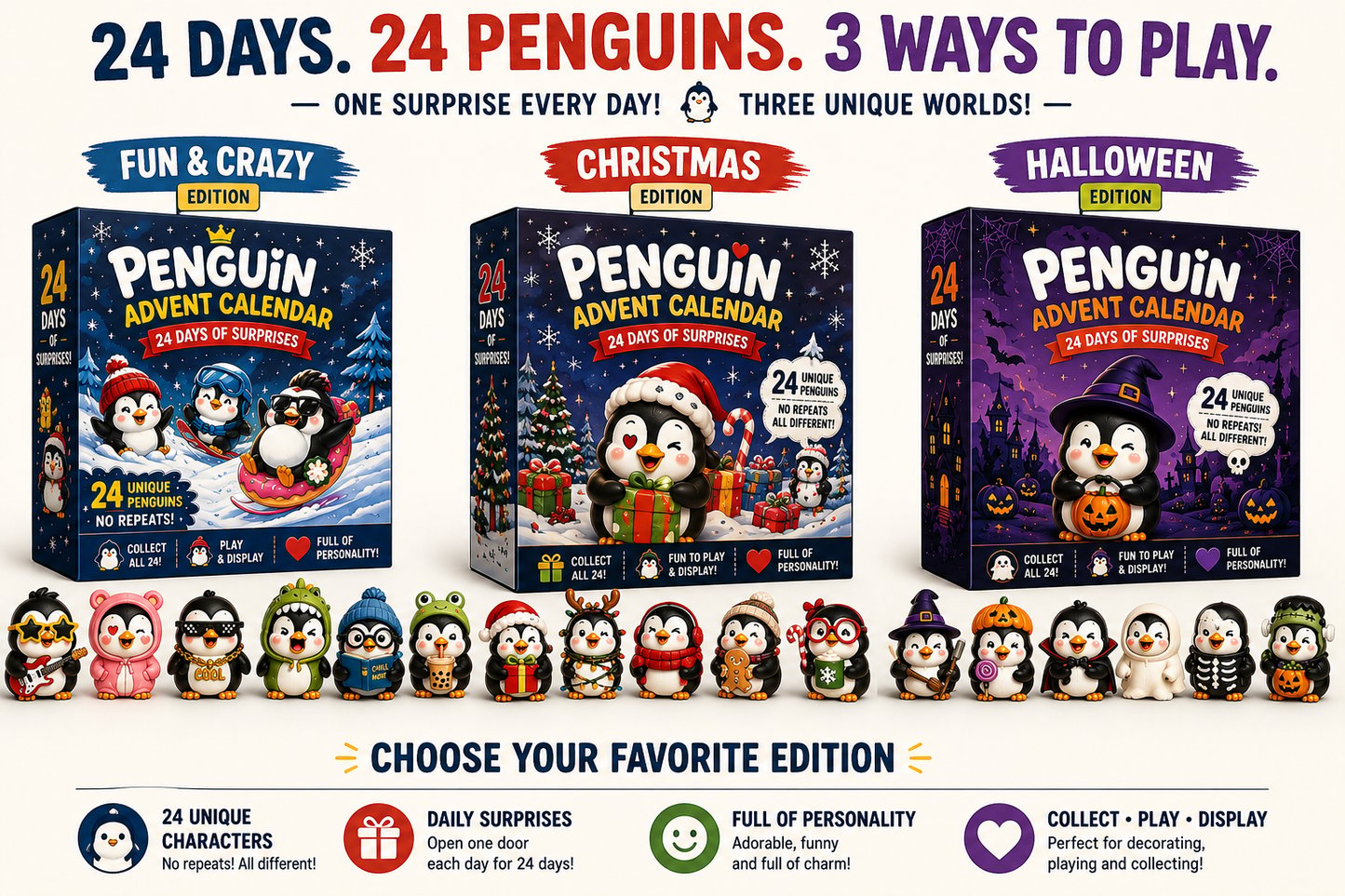Penguin Advent Calendar Collectible Surprise Set