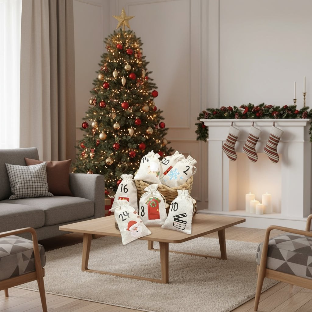 DIY Advent Calendar with 24 candy bags Festive Numbered Drawstring