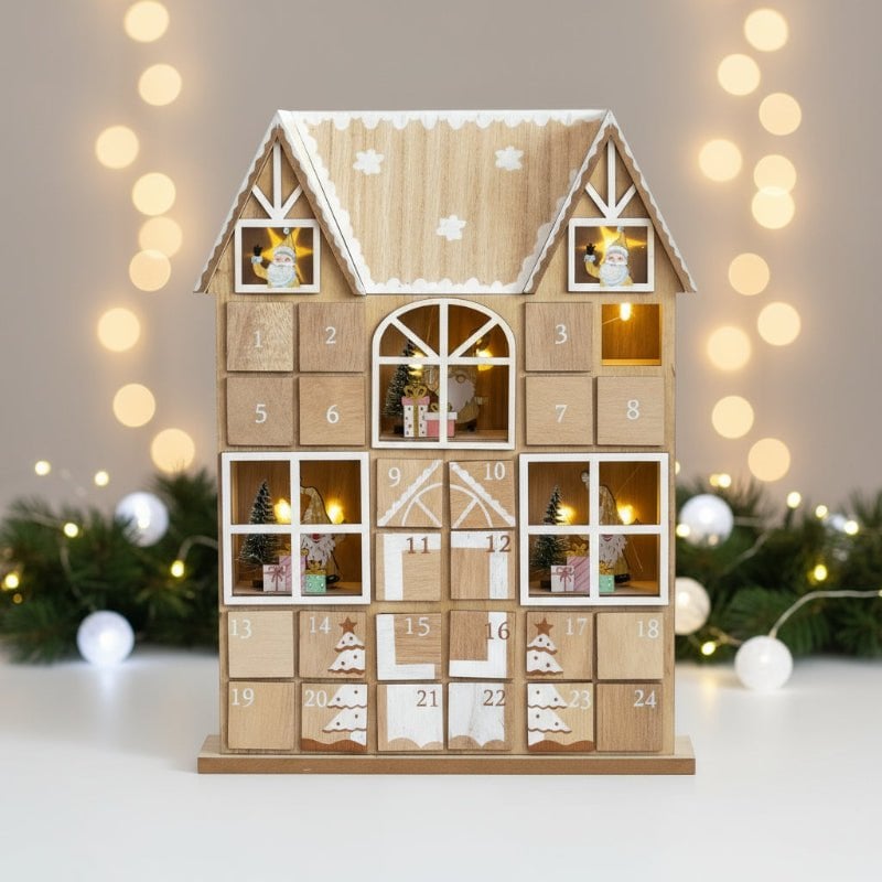 Christmas Wooden Advent Calendar with LED lights