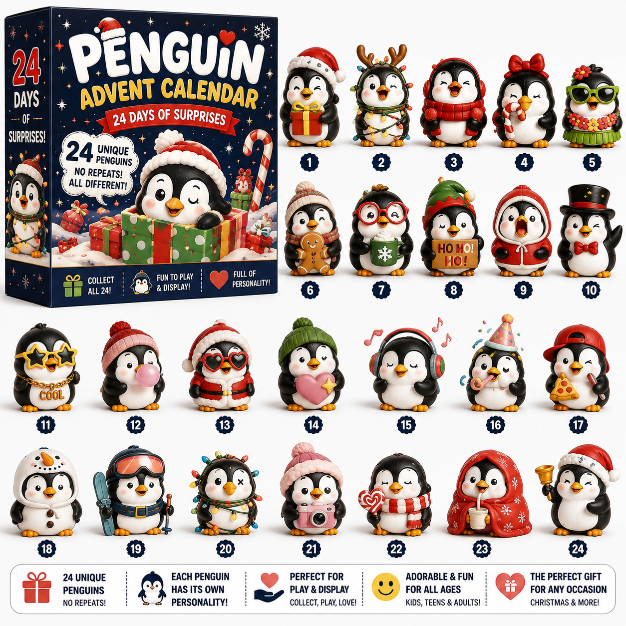 Penguin Advent Calendar Collectible Surprise Set