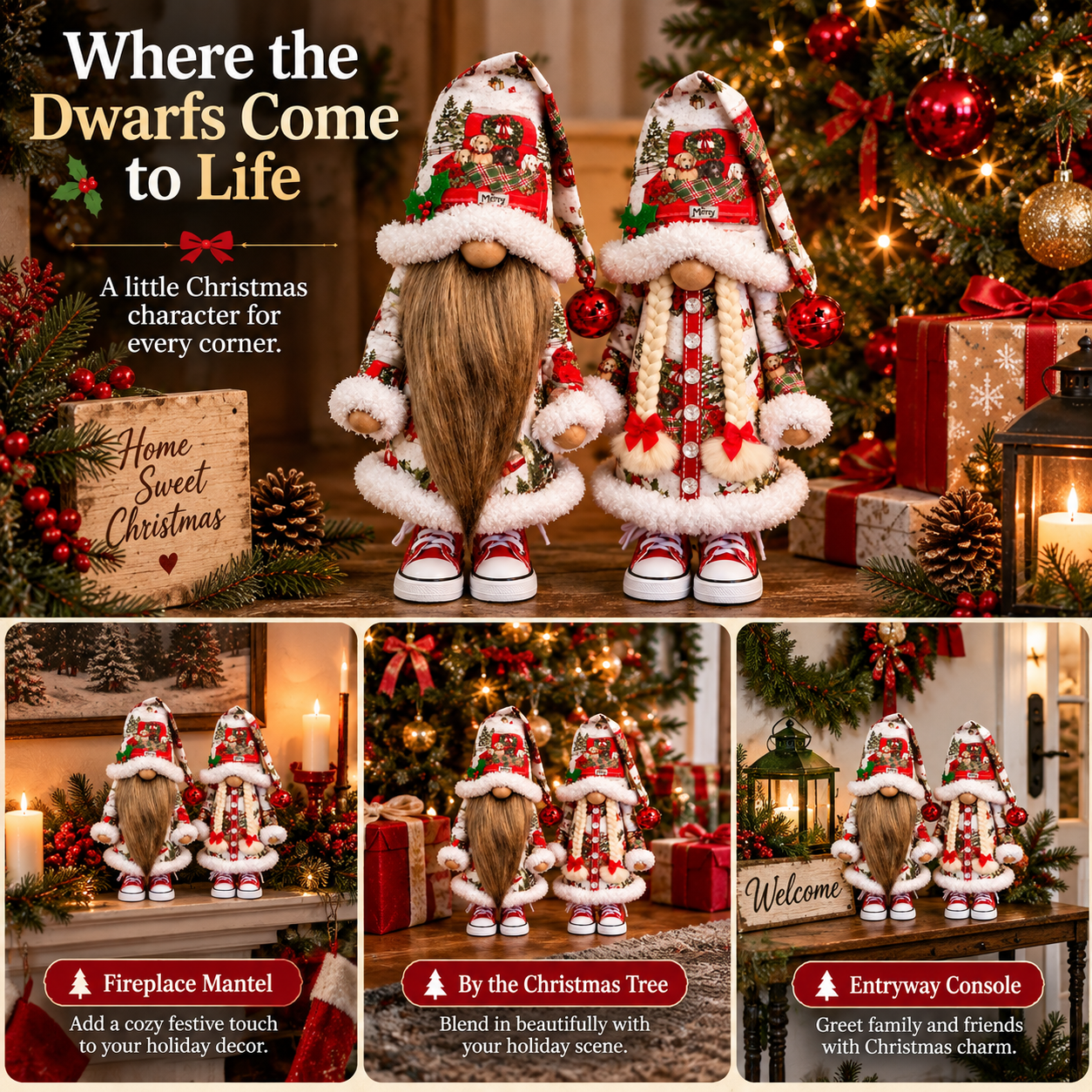 Christmas Gnomes Festive Plush Pair
