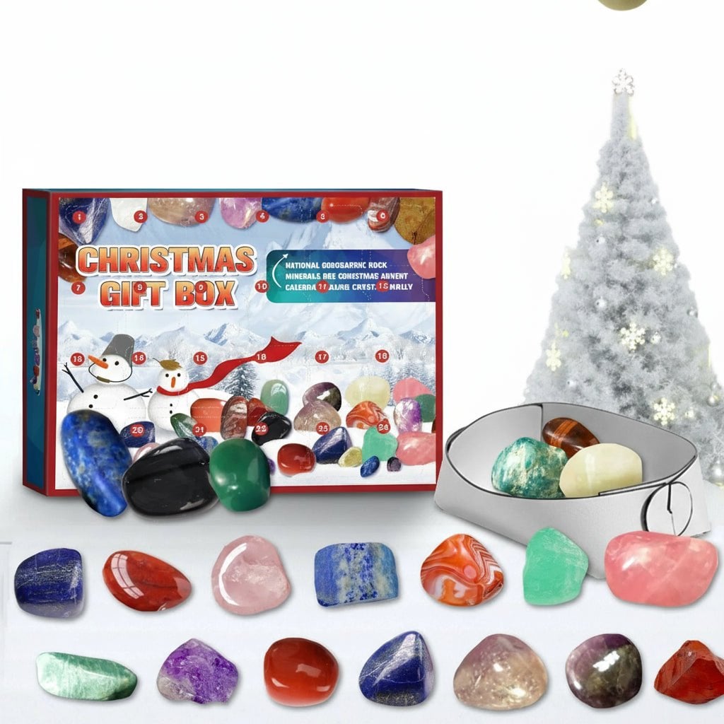 Christmas 24-day Advent Calendar with gemstones Festive Natural Stone Collection
