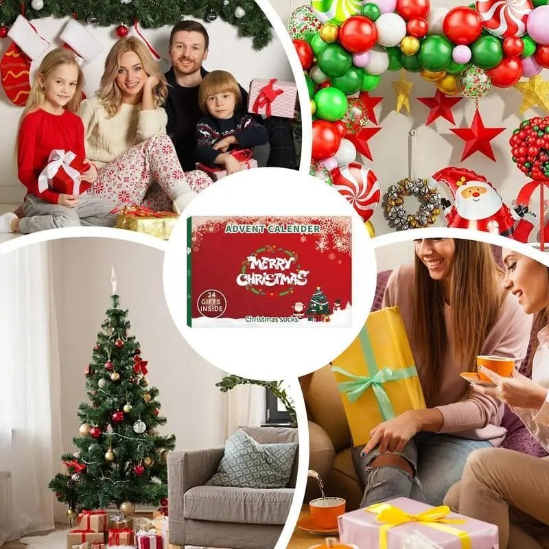 Christmas Advent Calendar with socks Festive 24-Day Set
