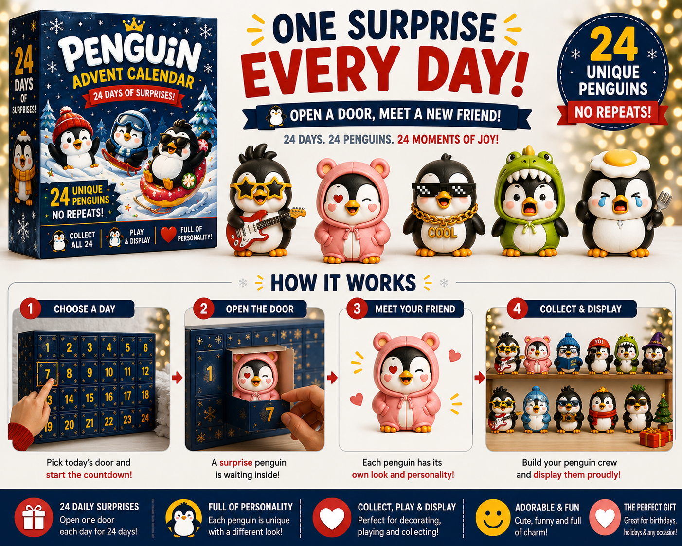 Penguin Advent Calendar Collectible Surprise Set
