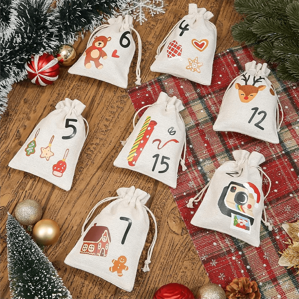 DIY Advent Calendar with 24 candy bags Festive Numbered Drawstring