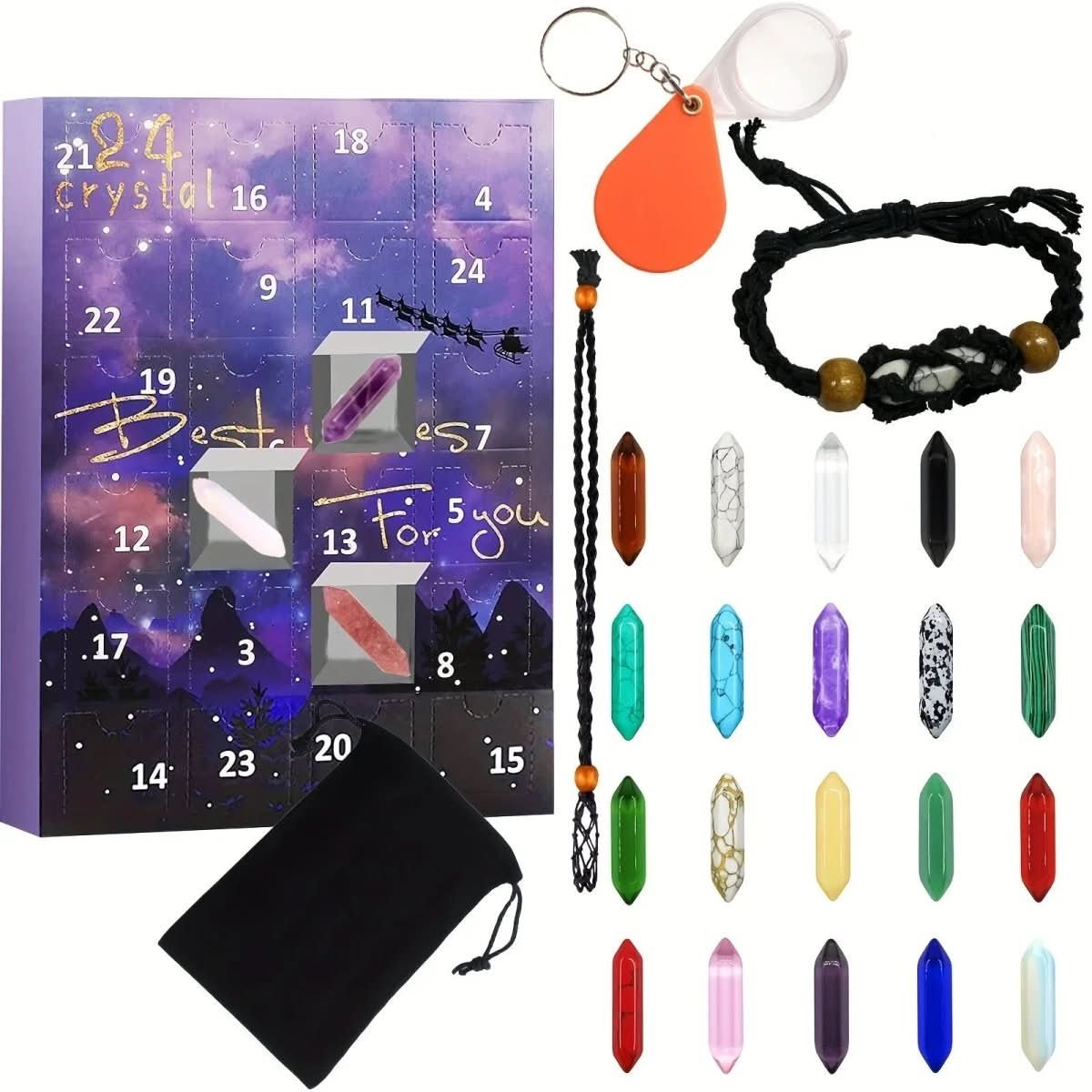 Christmas 24-day Advent Calendar with crystals Decorative Gemstone Set