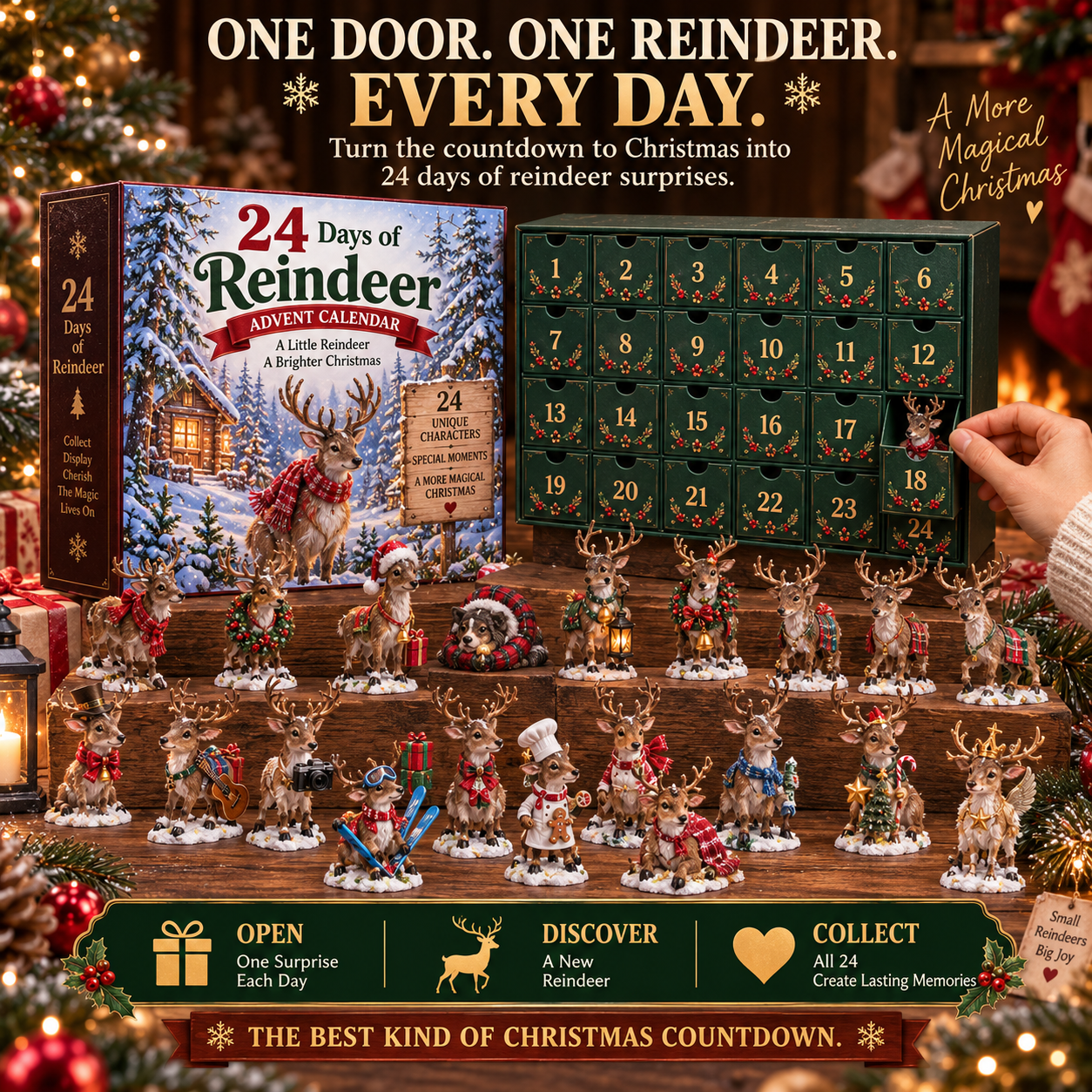 Reindeer Advent Calendar Collectible Figurines Set