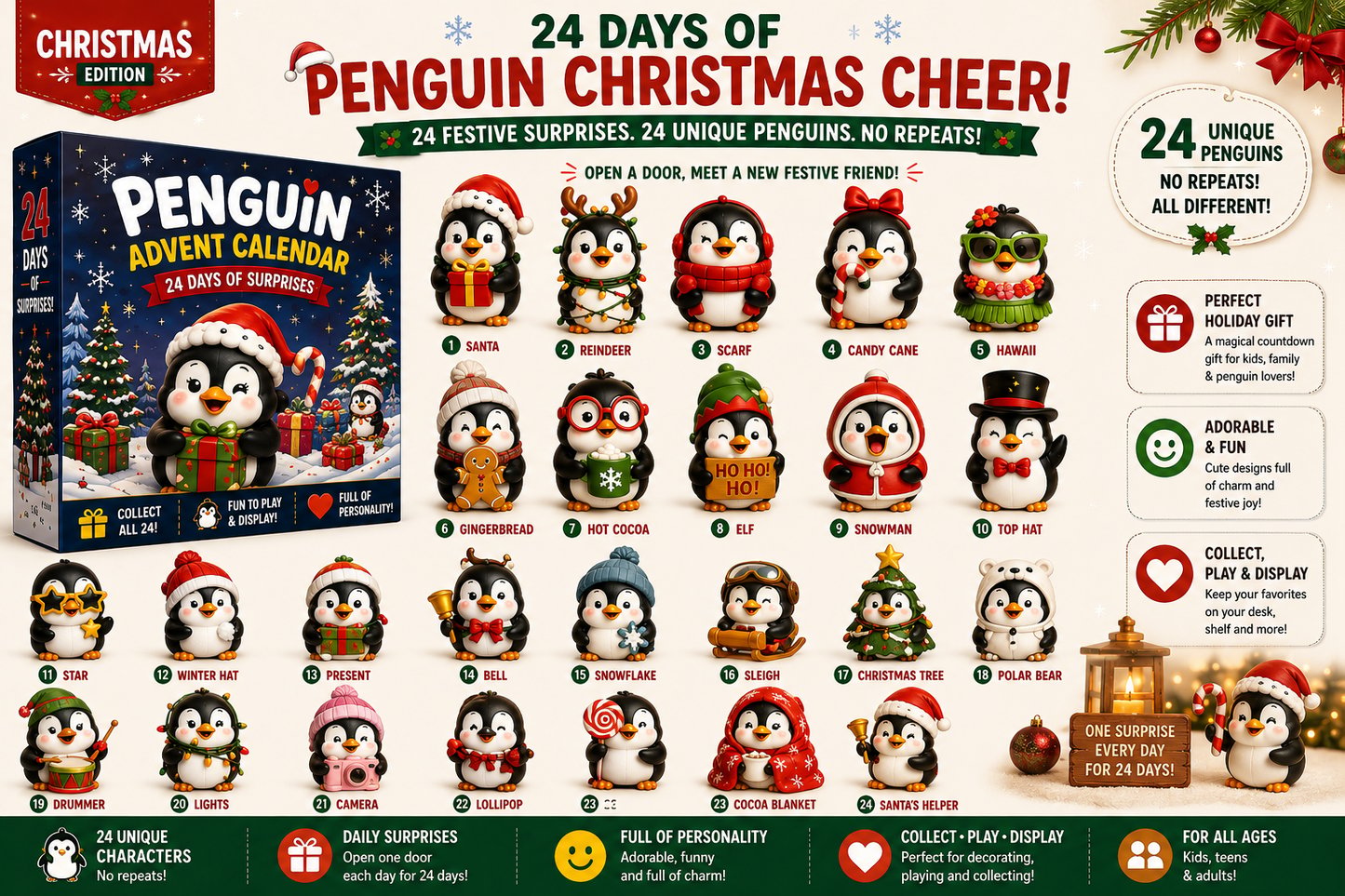 Penguin Advent Calendar Collectible Surprise Set