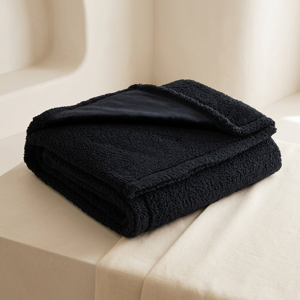Plush Fleece Throw Blanket with Sherpa Lining