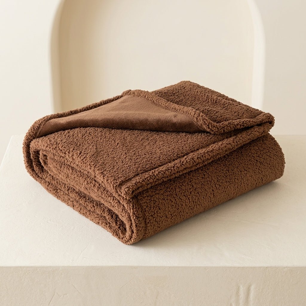 Plush Fleece Throw Blanket with Sherpa Lining