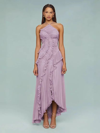 Caroline | Women's Ruched Halterneck Maxi Dress