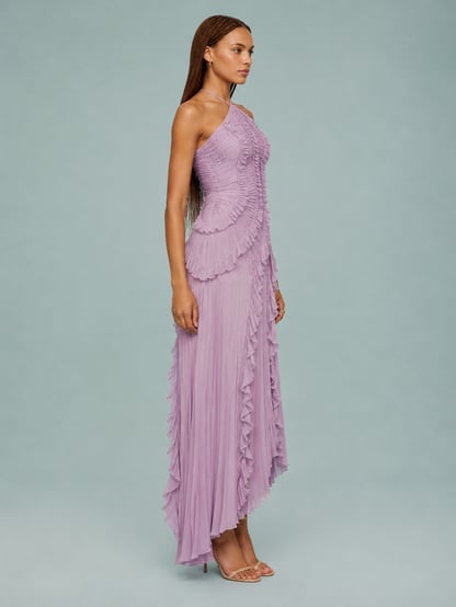 Caroline | Women's Ruched Halterneck Maxi Dress
