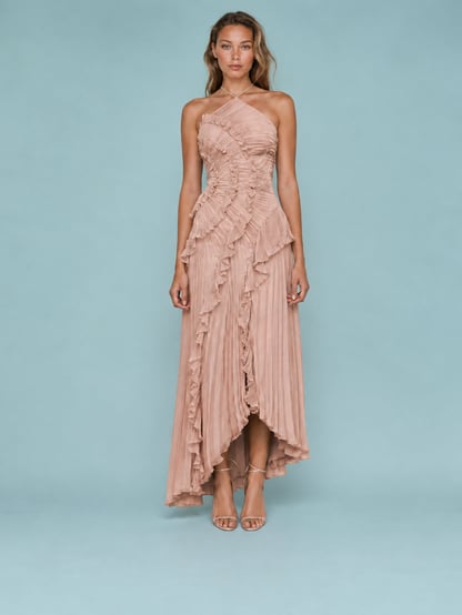 Caroline | Women's Ruched Halterneck Maxi Dress