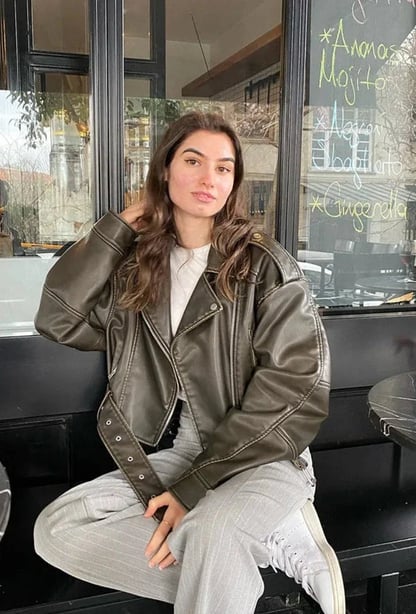 Camilla | Women's Cropped Leather Moto Jacket