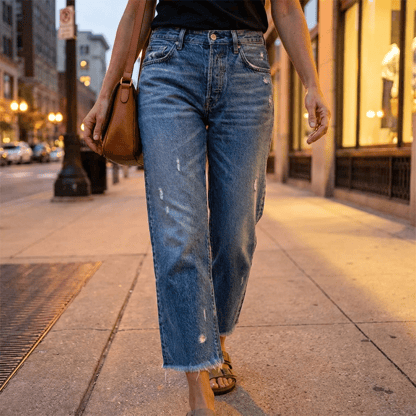Frances | Women's Distressed Ripped Straight Leg Jeans
