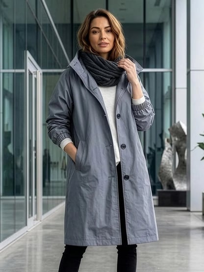 Ava | Women's Hooded Long Lightweight Jacket
