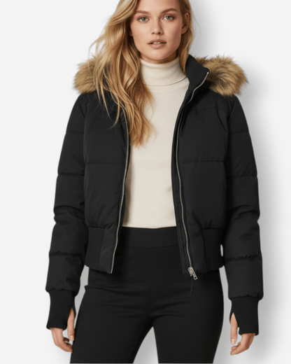 Sophie | Women's Cropped Puffer Jacket with Fur Hood