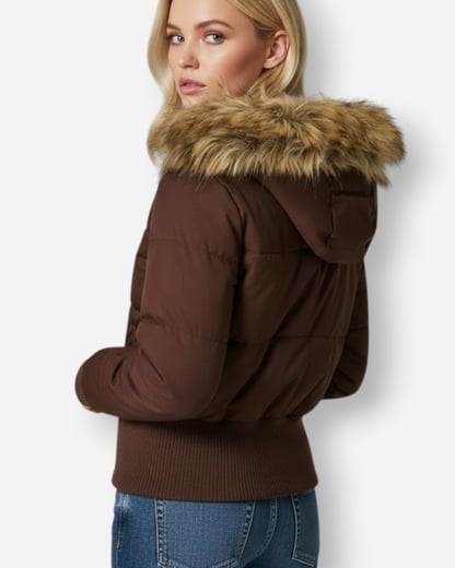 Sophie | Women's Cropped Puffer Jacket with Fur Hood