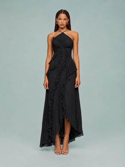 Caroline | Women's Ruched Halterneck Maxi Dress