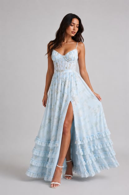 Summer | Women's Floral Ruffled Maxi Dress
