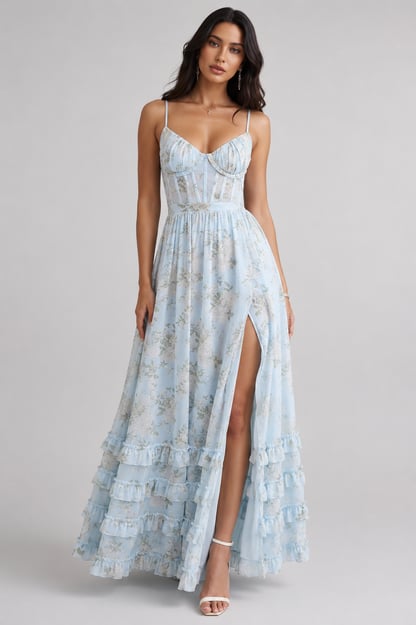 Summer | Women's Floral Ruffled Maxi Dress