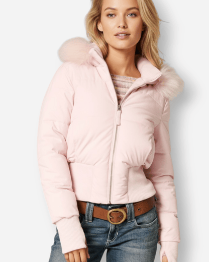 Sophie | Women's Cropped Puffer Jacket with Fur Hood