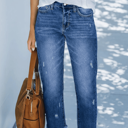 Frances | Women's Distressed Ripped Straight Leg Jeans