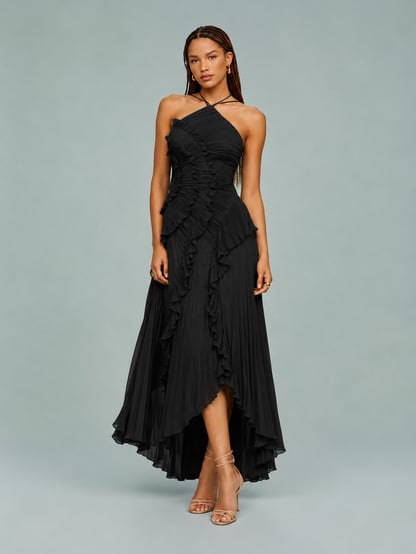Caroline | Women's Ruched Halterneck Maxi Dress