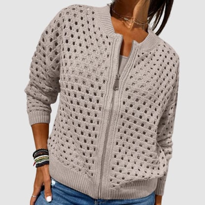 Susan | Women's Openwork Zip-Up Cardigan