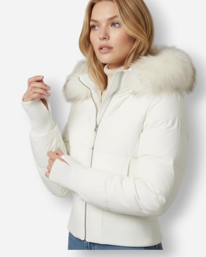 Sophie | Women's Cropped Puffer Jacket with Fur Hood