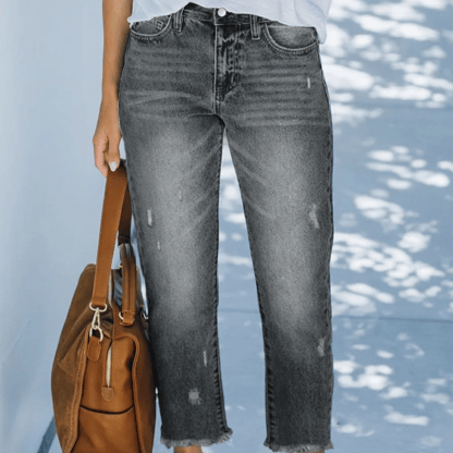 Frances | Women's Distressed Ripped Straight Leg Jeans