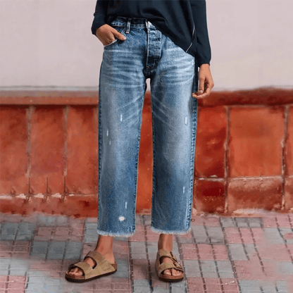 Frances | Women's Distressed Ripped Straight Leg Jeans