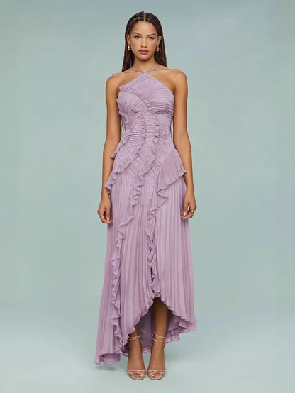 Caroline | Women's Ruched Halterneck Maxi Dress