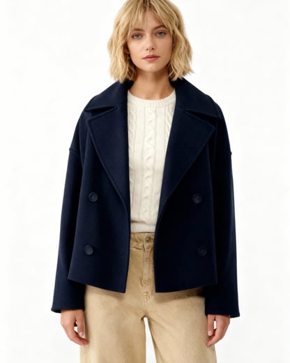 Amber | Women's Tailored Button-Front Pea Coat