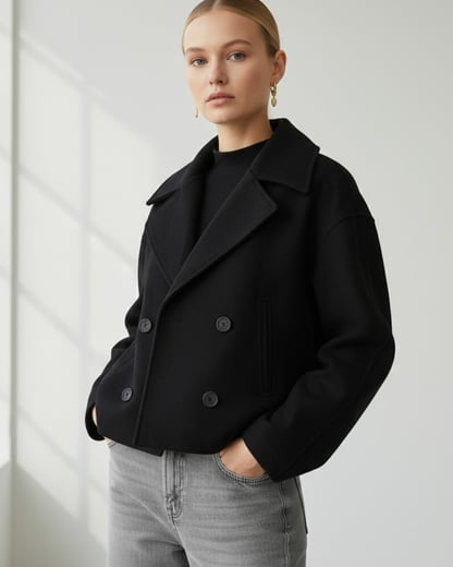 Amber | Women's Tailored Button-Front Pea Coat