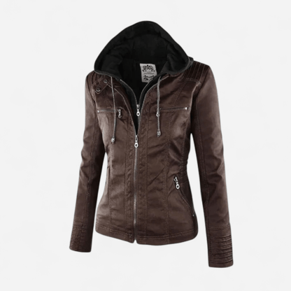 Summer | Women's Hooded Zip-Up Leather Jacket