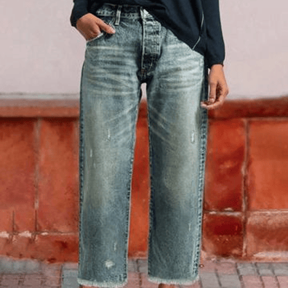 Frances | Women's Distressed Ripped Straight Leg Jeans