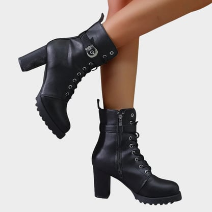 Fenella | Women's Lace-Up Heeled Combat Boots