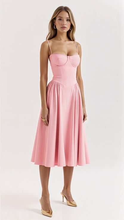 Lucy | Women's Sweetheart Flared Midi Dress