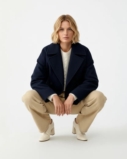 Amber | Women's Tailored Button-Front Pea Coat
