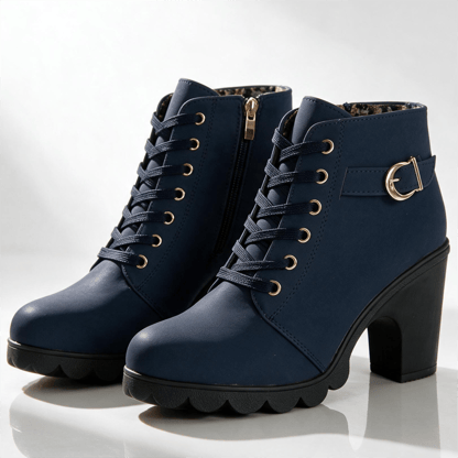 Natasha | Women's Lace-Up Block Heel Ankle Boots