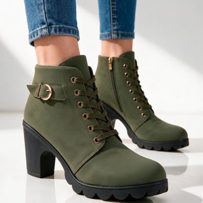 Natasha | Women's Lace-Up Block Heel Ankle Boots