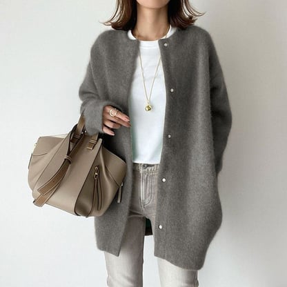 Fiona | Women's Button-Front Wool Long Cardigan